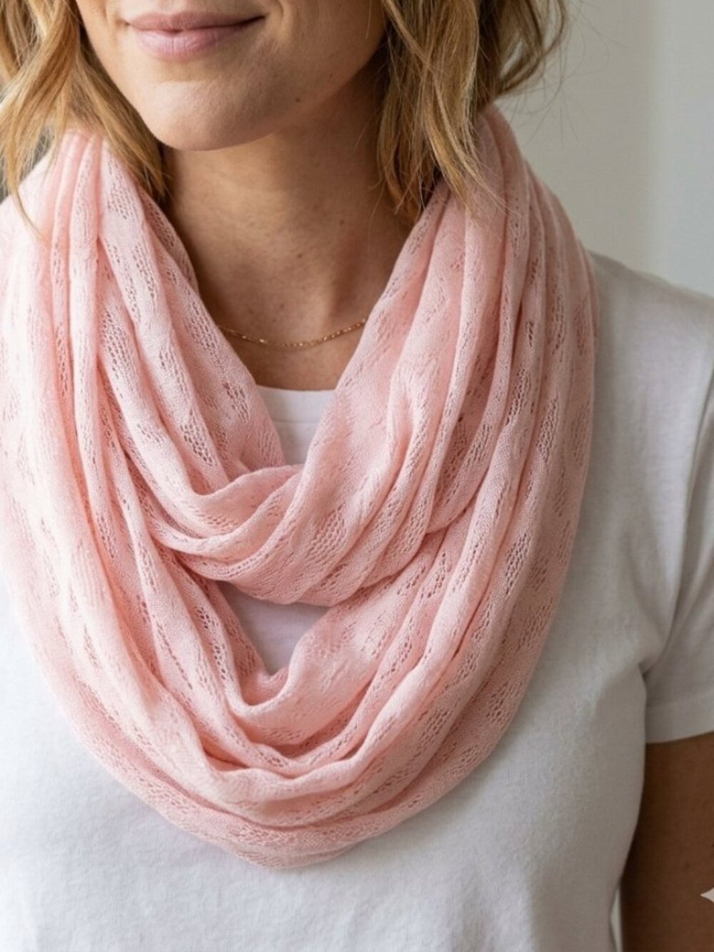 Women's Big Pink Thin Infinity Scarf Shawl Shoulder Wrap Elegant Eveningwear
